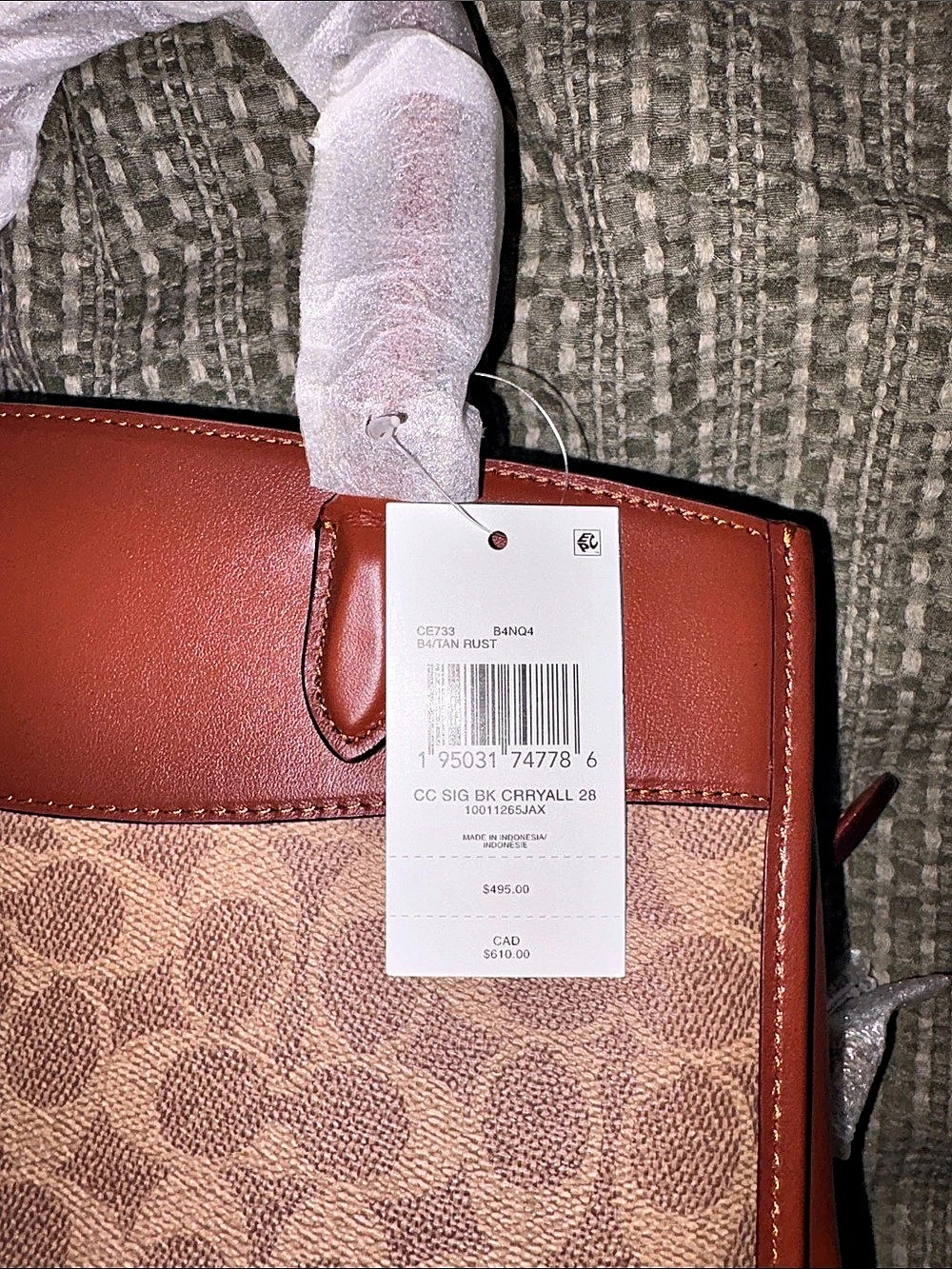 Coach Brooke Carryall Signature Canvas Leather Brown Medium Handbag New with Tag - Picture 3 of 3